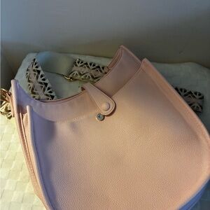 Blush Pink Pebbled Shoulder Bag with Removable Strap
